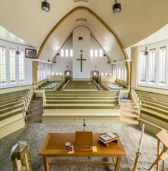 het interieur nu
<br/>
De Kerk Onderdendam, 2017